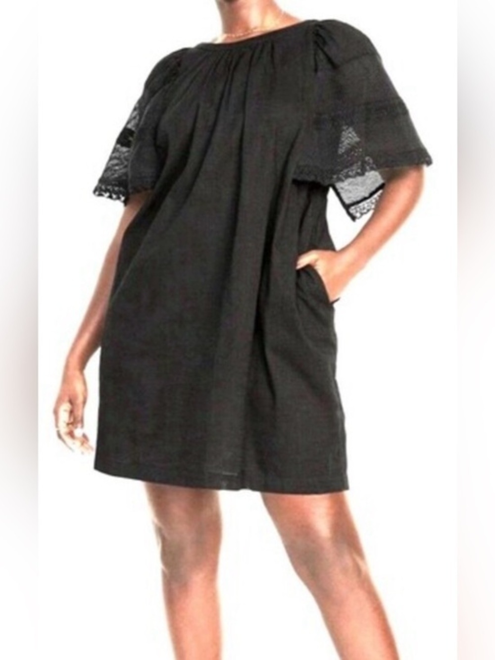 Old Navy Women's Black Eyelet Dress XL Flutter Sleeve Boho  Summer
